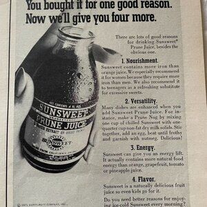 1971 SunSweet Prune Juice Partial Print Page Vintage Ad Original u